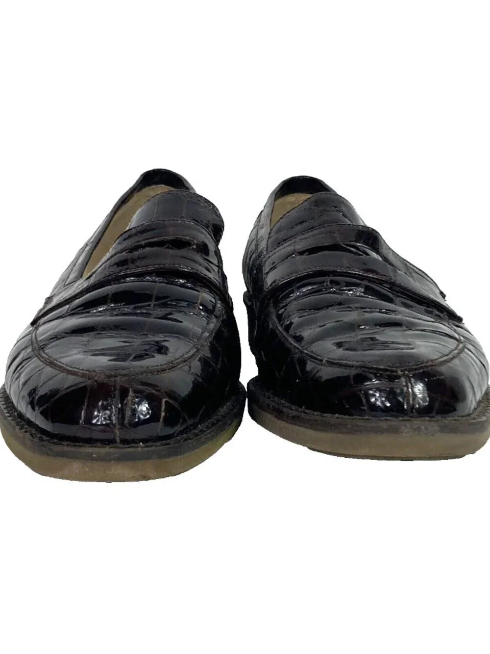 Bandolino Loafers Womens 7.5(M) Brown-Etched Leather-Dress Shoe-#105 Italy Made